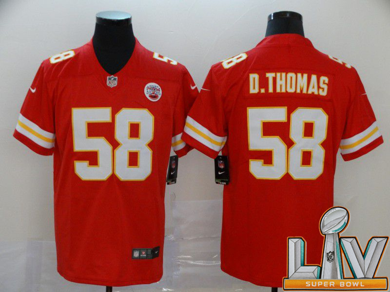 Super Bowl LV 2021 Men Kansas City Chiefs #58 D.Thomas Red Nike Vapor Untouchable Limited NFL Jersey